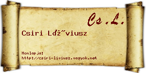 Csiri Líviusz névjegykártya